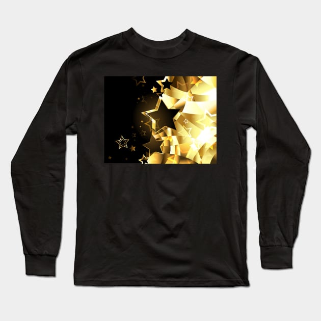 Abstract golden background with stars Long Sleeve T-Shirt by Blackmoon9